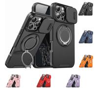 Générique New Slide Camera Protection Magnetic Stand Phone Case, with Rotating Stand and Privacy Camera Cover (Black,for iPhone 13 Pro)