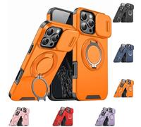 Générique New Slide Camera Protection Magnetic Stand Phone Case, with Rotating Stand and Privacy Camera Cover (Orange,for iPhone11 Pro)