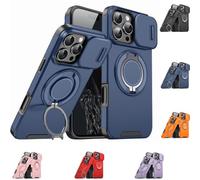 Générique New Slide Camera Protection Magnetic Stand Phone Case, with Rotating Stand and Privacy Camera Cover (Blue,for iPhone 12/12 Pro)