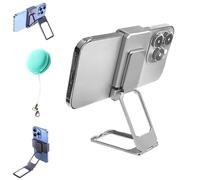 Générique New Upgraded Back Clip Type 360° Folding Bracket, Adjustable, Foldable, Case-Friendly Phone Stand with Stable Metal Base for Various Smartphones (Silver)