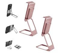 Générique New Upgraded Back Clip Type 360 Folding Bracket, Back Clip Foldable Phone Holder, Adjustable, Metal Multi-Angle for Phone Backs Grip Compatible with All Types Smartphones (2Pcs Rose Gold)