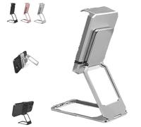 Générique New Upgraded Back Clip Type 360° Folding Bracket, Back Clip Foldable Phone Holder, Fully Adjustable Foldable Desktop Phone Holder Cradle Dock (Silvery)