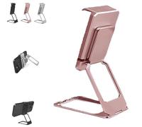 Générique New Upgraded Back Clip Type 360° Folding Bracket, Back Clip Foldable Phone Holder, Fully Adjustable Foldable Desktop Phone Holder Cradle Dock (Rose Gold)
