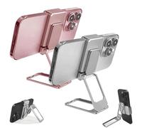 Générique New Upgraded Back Clip Type 360 Folding Bracket, Back Clip Foldable Phone Holder, Metal Double Ring Square Phone Holder, for Various of Smartphones (Silver+Pink,2 Pcs)