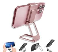Générique New Upgraded Back Clip Type 360° Folding Bracket, Metal Double Ring Square Phone Holder, Back Clip Foldable Phone Holder, Adjustable Height and Angle, with All Types Smartphones (Pink)