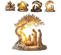 Générique Newborn Flat Christmas Scene Desktop Decoration, Christmas Nativity Scene Decorative Figurine Acrylic Tabletop Decorations, for Home, Church, Christian Holiday (B)