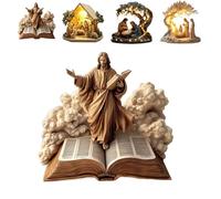 Générique Newborn Flat Christmas Scene Desktop Decoration, Christmas Nativity Scene Decorative Figurine Acrylic Tabletop Decorations, for Home, Church, Christian Holiday (D)