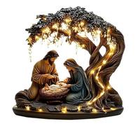 Générique Newborn Flat Christmas Scene Desktop Decoration, Lighted 2D Acrylic Nativity Scene with Intricate Details, Holy Family Religious Christmas Decor, Centerpiece Table Top Home Ornament (#B)