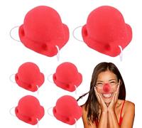 Générique Nez De Clown Rouge - 6 Pièces En Caoutchouc Robuste, Nez De Renne Rudolph | NezDe ClownDe Nouveauté En Caoutchouc Avec Élastique Pour Le Jour Des NezDe Clown, Anniversaires, Cosplay De Fête