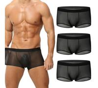 Générique Niksy Underwear, Niksy Mens Ultra-Thin Ice Silk Transparent Boxer Briefs, Sheer Underwear for Men, Cool, Breathable (Black*3,3TG)