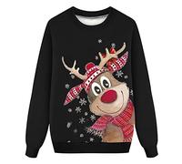 Générique Noël 2022 - Pull moche - Ensemble familial - Col rond - Sweat homme - Imprimé Noël - Nouvel An (Noir, L)