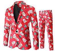 Générique Noël Costume pour Hommes Slim Fit Un Bouton avec Un Costume Slim Veste De Costume d'affaires élégants avec Poches Costume Blazer Noel Homme, #07 -Rouge, A-XL