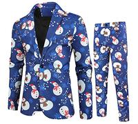 Générique Noël Costume pour Hommes Slim Fit Un Bouton avec Un Costume Slim Veste De Costume d'affaires élégants avec Poches Costume Blazer Noel Homme