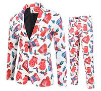 Générique Noël Costume pour Hommes Slim Fit Un Bouton avec Un Costume Slim Veste De Costume d'affaires élégants avec Poches Costume Blazer Noel Homme, #04 -Rouge, A-XL