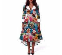 Générique Noel Deguisement Longues Manches Cocktail Chaude Longue Ecossaise Noël Femme Tunique Glamour Velours Sapin Renne Sexy Robe Noire Chic Ronde Robe Femme de Noel M