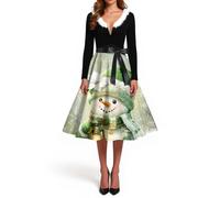 Générique Noel Deguisement Reveillon Soiree Manche Fete Orientale Pull Robe de Noel Femme Cocktail Hiver Ceremonie Lutin Fetes Bustier Noël Vêtements Noël Femme Trapeze Robe Chic XL