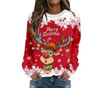 Générique Noel Mochi Sweat Shirt Femme Bonhomme De Neige À Capuche Noël Pull Moche Manches Vêtements pour Femmes Multicolore Drole Grande Taille Sweatshirt Rigolo Coton Le La Famille