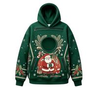 Générique Noël Sweat A Capuche avec Poche pour Animal de Compagnie Hiver Chaud Polaire Pull Noel Coupe Ample Sweat À Capuche Enfant Fille avec Poche Kangourou pour Transport Chat Chien