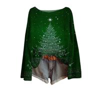Générique Noel, Sweat a Capuche Femme Rennes Famille Chemisier de Haut Chaud Drole Hiver Fete Intérieur Grande Taille Christmas Interieur Chauffant Pull Noel Femme Col V L