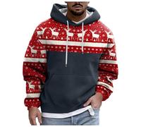 Générique Noël Sweat à Capuche Homme Pull de Noel en Polaire DéContracté Chaud Pull de Noël Moche Père Noel Renne Impression Pulls Manches Longues Sweat a Capuche Homme Ugly Christmas Sweater Hoodies