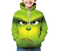 Générique Noël Sweat à Capuche pour Garçons et Filles Pull de Noel Vert Monstre Costume 3D Impression Motif Jumper à Manches Longues Décontracté Sweat-Shirt Top (01-1-Camouflage, 7-9 Years)