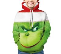 Générique Noël Sweat à Capuche pour Garçons et Filles Pull de Noel Vert Monstre Costume 3D Impression Motif Jumper à Manches Longues Décontracté Sweat-Shirt Top (01-9-Mint Green, 3-4 Years)