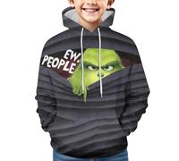 Générique Noël Sweat à Capuche pour Garçons et Filles Pull de Noel Vert Monstre Costume 3D Impression Motif Jumper à Manches Longues Décontracté Sweat-Shirt Top (01-6-Grey, 11-13 Years)