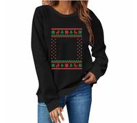 Générique Noël Sweat Femme Personnalisable Sweat-Shirt à Carreaux de Noël Personnalisé Pull de Noël Personnalisation Sweatshirt Personnaliser avec Vœux Photo Intéressant Vêtements Haut Noir XL
