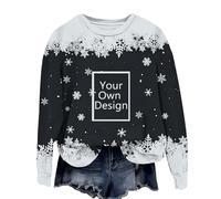 Générique Noël Sweat Personnalisable Femme Sweat-Shirt à Carreaux de Noël Personnalisé Pull de Noël Personnalisation Sweatshirt Personnaliser avec Vœux Photo Intéressant Haut Vêtements Noir XL