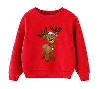 Générique NoëL Sweatshirt Enfants Sweat à Capuche Rouge Tendance pour garçons et Filles,vêtements décontractés pour Enfants,Commerce extérieur,Dessin animé de noël,Arbre de,Haut élargi(E,5-6 Ans)