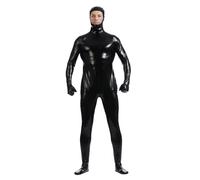 Générique Noir,3XL, Hommes Sexy Cuir Verni Tout Inclus Ouvrir Affronter Combinaison Serré Fermeture Éclair Combinaison Boîte De Nuit DS Halloween Scène Vêtements