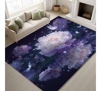 Générique Noir 90 x 150 cm Doux Tapiss Anime Imprimé Tapis Pivoines Papillons Ciel Étoilé Étang Lavable Rêveur Romantique Tapis de Antidérapant pour Décoration Festive Chambre d'enfant Chambre