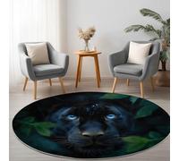 Générique Noir Antidérapant Tapis Rond 60 cm, Feuilles De Léopard Fantastiques Lavable en Machine Tapis Rond, Moquette de Salon et Chambre Doux et Confortable, Idéal pour Intérieurs décoration