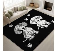 Générique Noir Antidérapant Teckel Empreintes de Patte Lavable Tapiss Ligne Illustration Support en TPR Tapis Anime Animal de Compagnie Tapis 120 x 170 cm pour Chambre d’Enfant