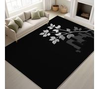 Générique Noir Antidérapant Ville Silhouette Branches Feuilles Lavable Tapiss Minimaliste Clair Moderne Support en TPR Tapis Urbain Artistique Tapis 120 x 150 cm pour Salon Bureau