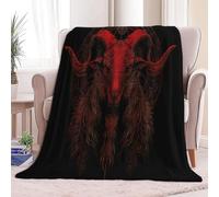 Générique Noir Couvertures Polaire Tête De Bouc Baphomet Flanelle Couverture Polaire, pour Adultes Enfants Rester Chaud en Hiver Couverture en Peluche Canapé-lit Bureau 180 x 200 cm