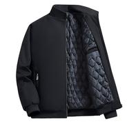 Générique Noir Doudoune Homme Smart Casual Bomber - avec Poches Zip & Poche Intérieure, Coupe-Vent Imperméable Hiver, Veste Chaude Thermique, Vêtement Extérieur Isolé Taille Grande M