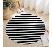 Générique Noir Et Blanc Tapis Rond Doux Antidérapant Lavable - Minimalisme Rayures Symétrie Tapis de Sol Décoration - Convient pour Chambre à Coucher Entrée Salle à Manger 150 cm Rond