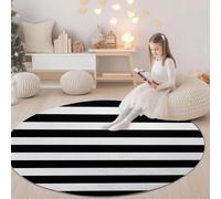 Générique Noir Et Blanc Tapis Rond Polyvalent 180 cm Minimalisme Rayures Horizontales Tapis Confortable et Chic, Antidérapant et Lavable en Machine - Idée Cadeau Parfaite pour Famille ou Amis