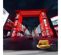 Générique Noir Papier Peint 400 x 280 cm, Oriental Paysage Urbain Grand Photo Mural pour Bureau - Papier Peint Intissé au Design Unique pour Salon Chambre Mural Panoramique Décoration