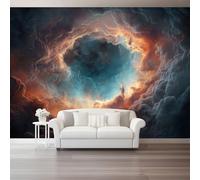 Générique Noir Papier Peint Mural,Abstrait Nébuleuse Espace Intissé Panoramique Décoration Murale pour Fond de TV - Salon et Chambre Impression Photo Haute Définition Poster Mural 150 x 105 cm（WxH