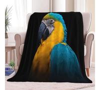 Générique Noir Plaid Couverture Polaire Flanelle, 130 x 150 cm Couverture Chaude Douce et Moelleuse avec Motif Imprimé Surréalisme Animal Perroquet - Drap de lit Couvre-lit Jeté de Canapé