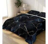 Générique Noir Réversible Édredon 200x200 cm Courtepointe, Surréalisme Marbre Texture Douce Respirante Couette, Légère et Respirante Courtepointe - Parure de Lit Lavable Matelassée Couverture