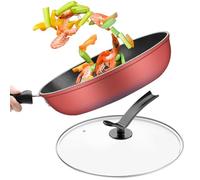 Générique Non Stick Frying Pan - 10 Inch Induction Nonstick Skillet for Cooking, Ergonomic Handle with Lid, Skillet Pan for Breakfast Pancake Dinner Steak Snacks, Black Aluminum, Easy Clean Use