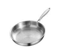 Générique Non Stick Frying Pan - Stainless Steel Hammer Texture Skillet, No Coating Sauté Cook Pan, Induction Ready Cooking, High Heat Steak | For Searing Steak Sauteing Stove Home Kitchen Cooking