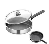Générique Non Stick Skillets - Rapid Thermal Conduction Performance Kitchen Cookware Transparent Lid, Induction Base + Ergonomic Handle | Food Grade Forged Aluminium - For Electric Stove & Home