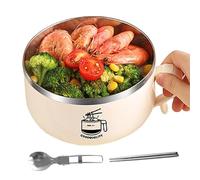 Générique Noodle Bowl - Instant Noodle Bowl With Lid And Handle, Durable Portable Soup With Handle, Large Capacity Ceramic Style, Steam Vent | Pot For Cooker College Dorm Room Instant Lunch Food