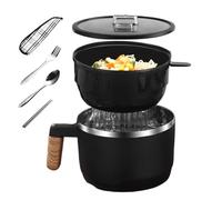 Générique Noodle Bowl - Pro | Microwave - Bol À Nouilles Micro-ondable Et Grand Bol À Soupe Avec Couvercle Cuit-Pâtes Portable En Acier Inoxydable Isolé | Tazón Para Sopa | | 2026 Pro | Silver