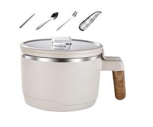 Générique Noodle Bowl - Pro | Microwave - Bol À Nouilles Micro-ondable Et Grand Bol À Soupe Avec Couvercle Cuit-Pâtes Portable En Acier Inoxydable Isolé | Tazón Para Sopa | | 2026 Pro | Silver