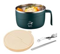 Générique Noodle Bowl Set - 1200ml Anti Scald, Soup Mugs with Lid and Fork, 304 Stainless Steel Lunch Bowl, Portable Soup for Pasta, Oatmeal, Salad, College Dorm, or During Work